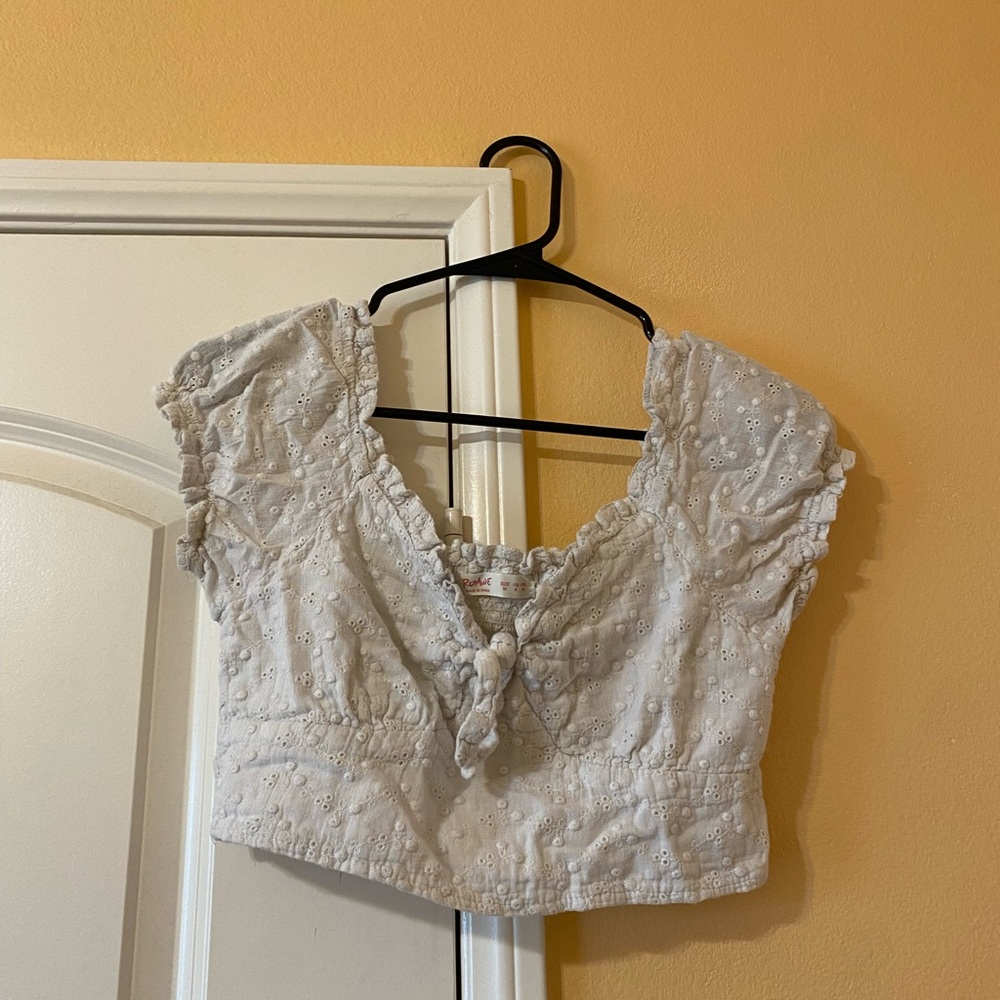 White embroidered top from Romwe, size medium/US 6